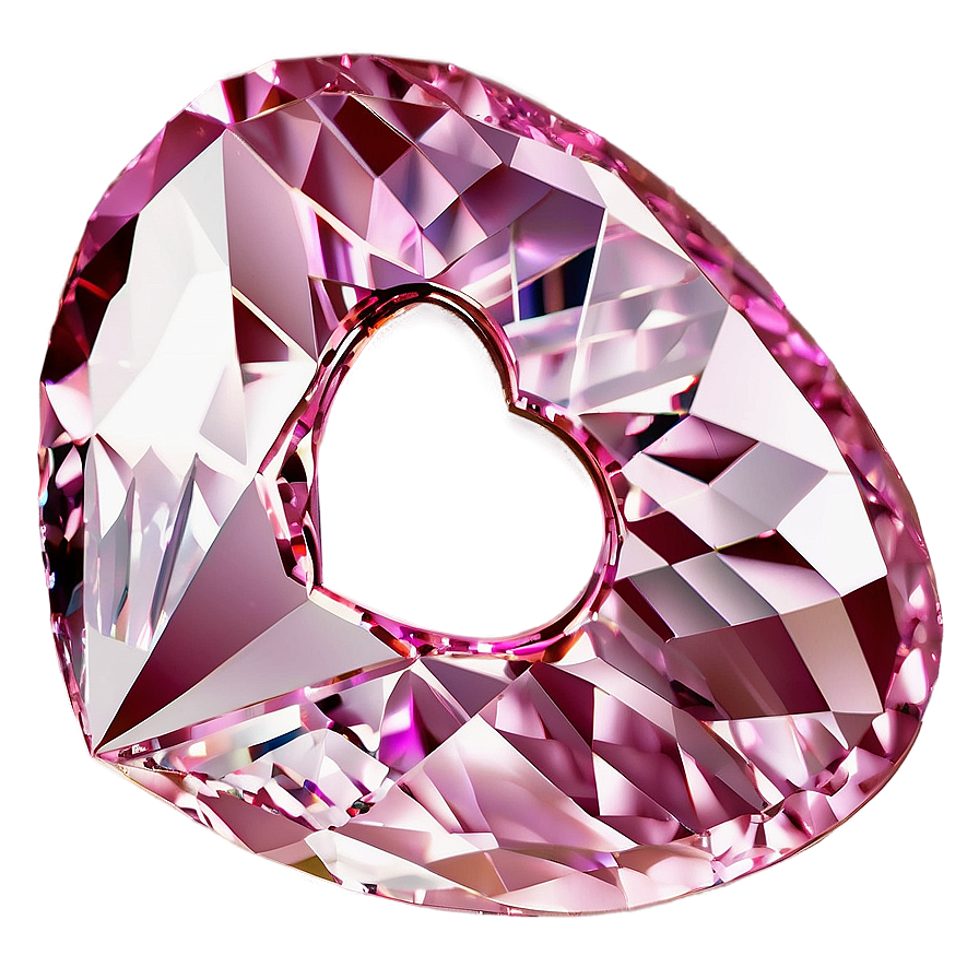 Glistening Pink Heart Diamond Design Png 49