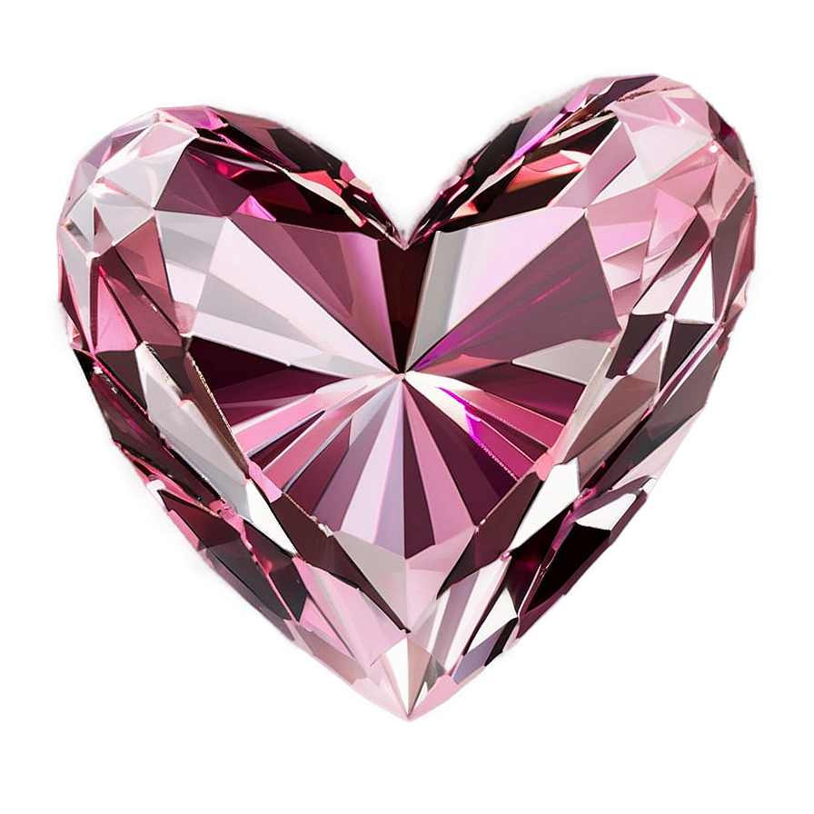 Glistening Pink Heart Diamond Design Png Lyo95