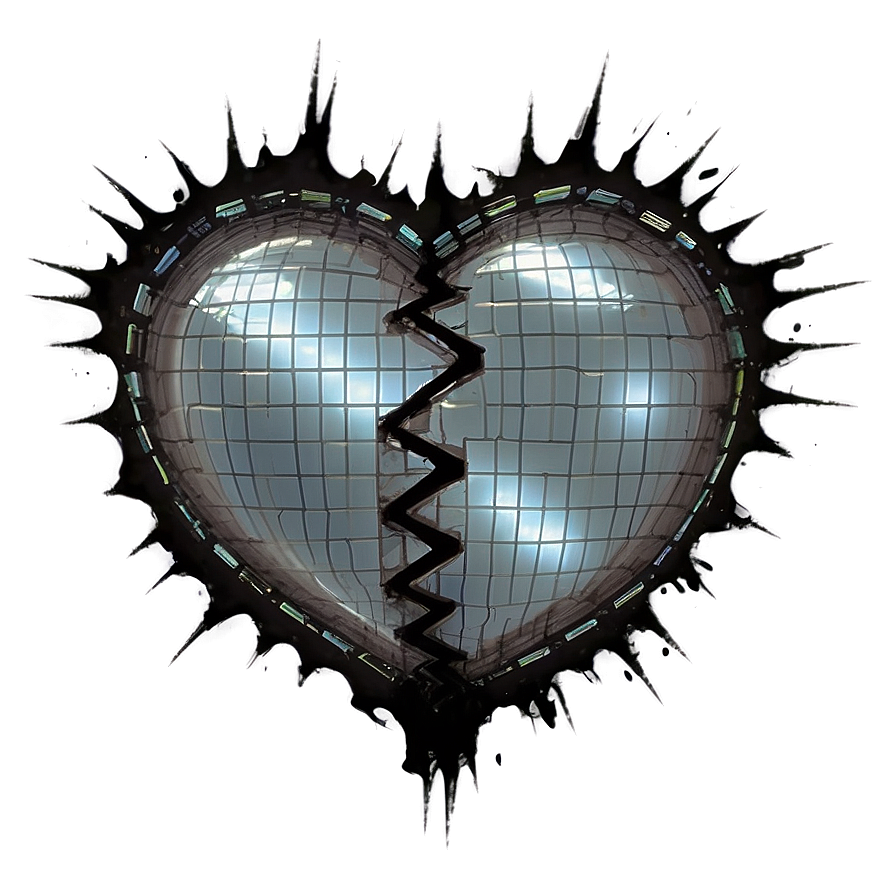 Glitch Black Broken Heart Png 62