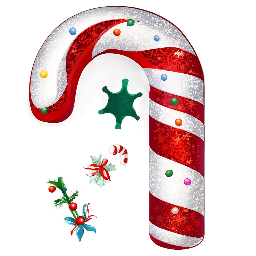 Glitter Candy Cane Christmas Png Xmg