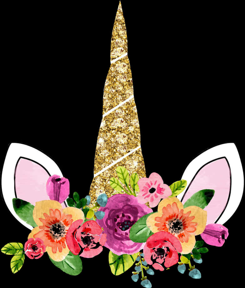 Glitter Unicorn Horn Floral Design