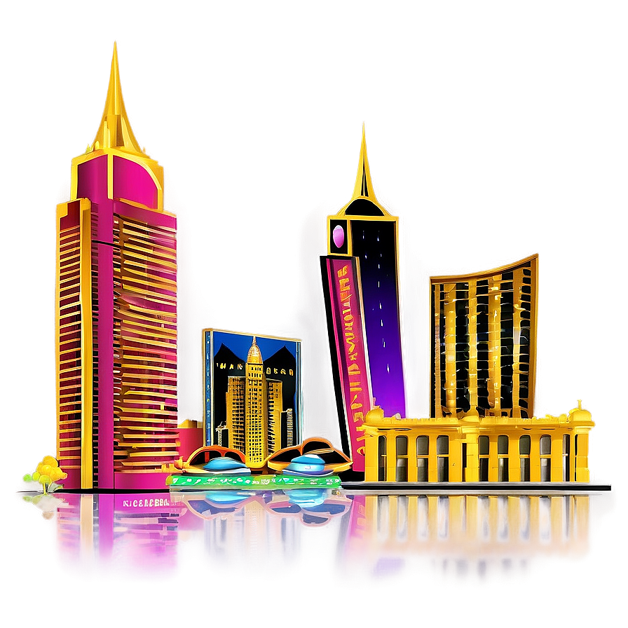 Glittering Las Vegas Skyline Png Qkm