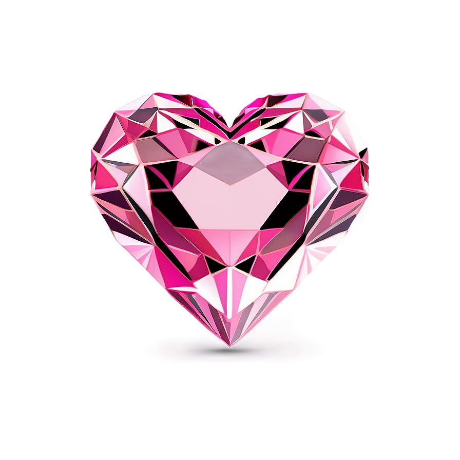 Glittering Pink Heart Diamond Illustration Png Ryt