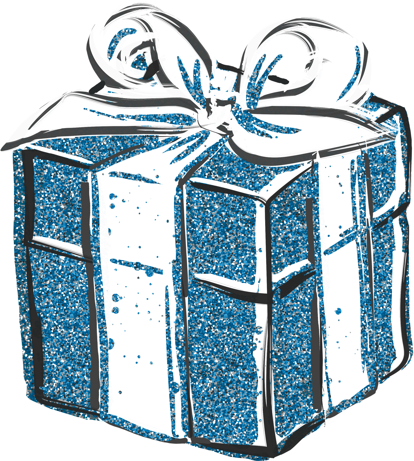 Glittery Blue Giftwith White Ribbon