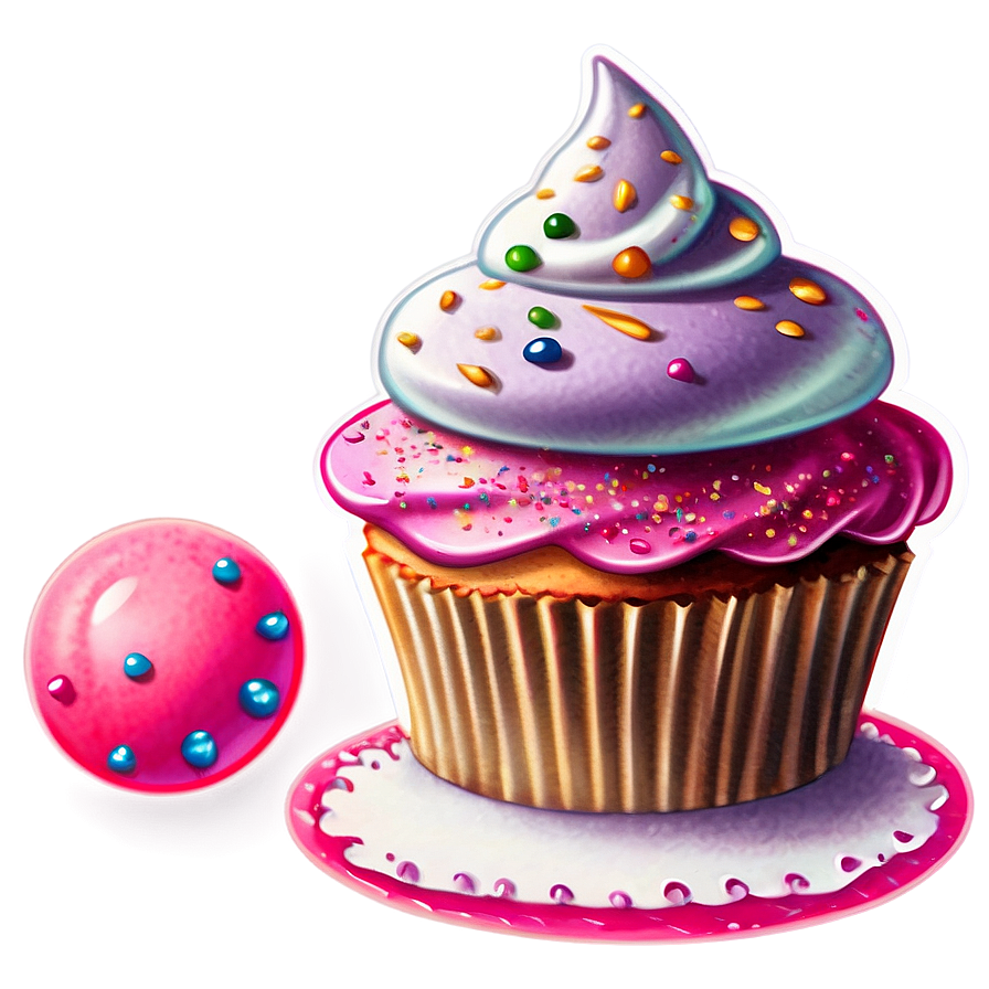 Glittery Cupcake Sticker Png 34