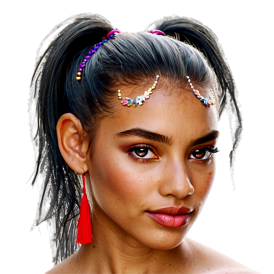 Glittery Ponytail Accent Png 06262024