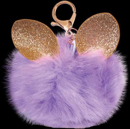 Glittery Purple Pom Pom Keychain