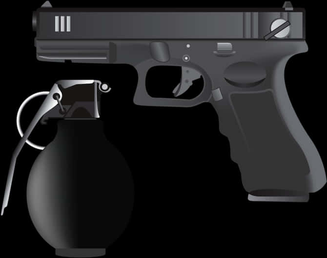 Glock Pistoland Hand Grenade Silhouette