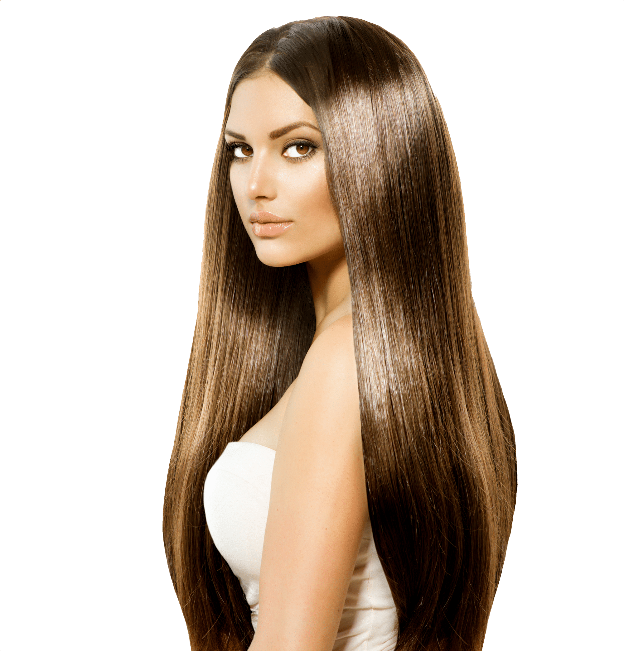 Glossy Brunette Hair Model