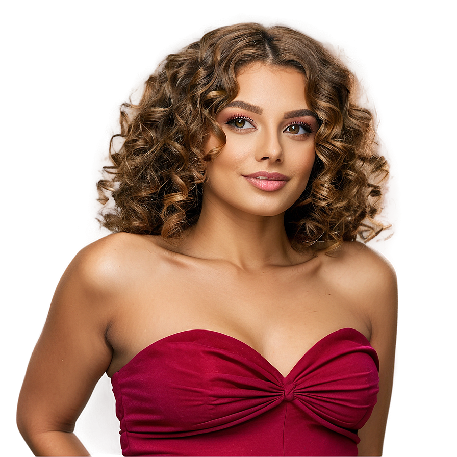 Glossy Curly Hair Look Png Suf14