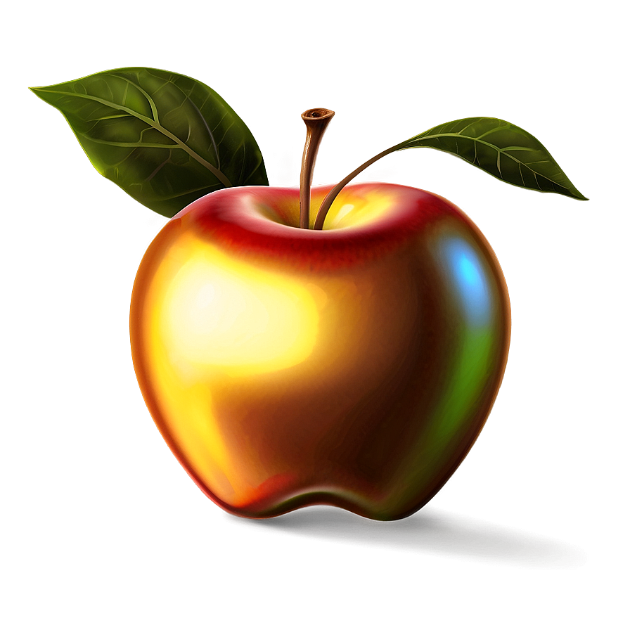 Glossy Golden Apple Png 06132024