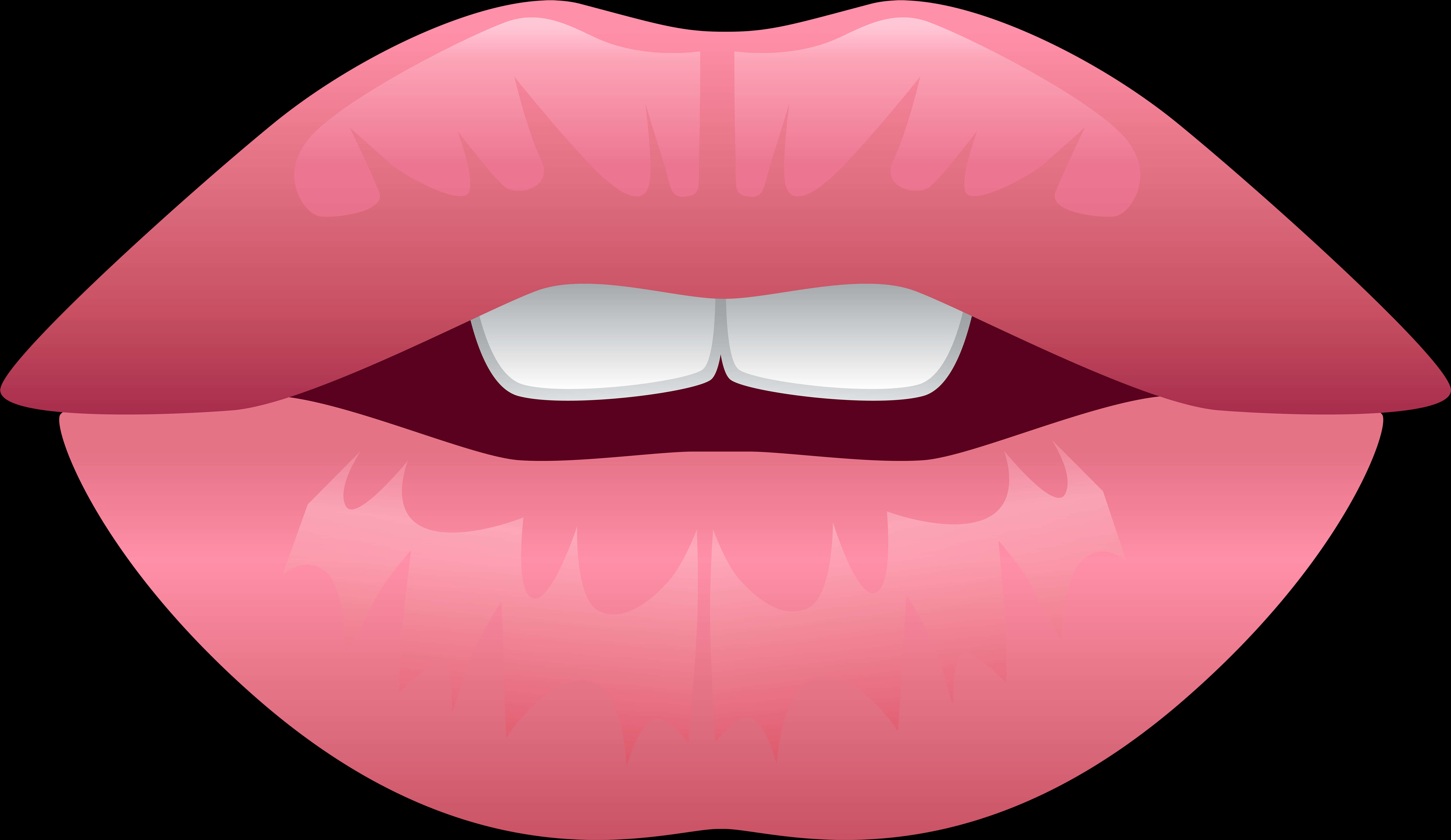 Glossy Pink Lips Vector Illustration