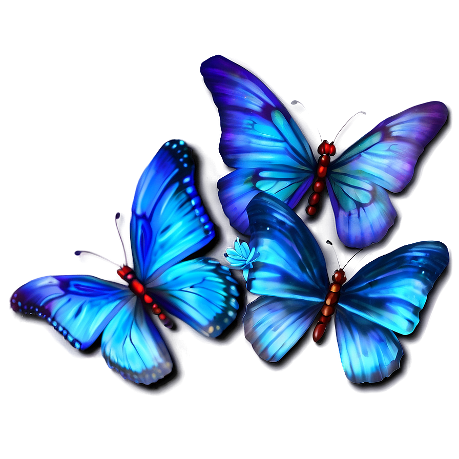 Glowing Blue Butterflies Png 46