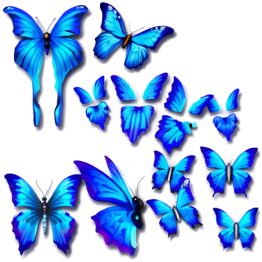 Glowing Blue Butterflies Png Iub