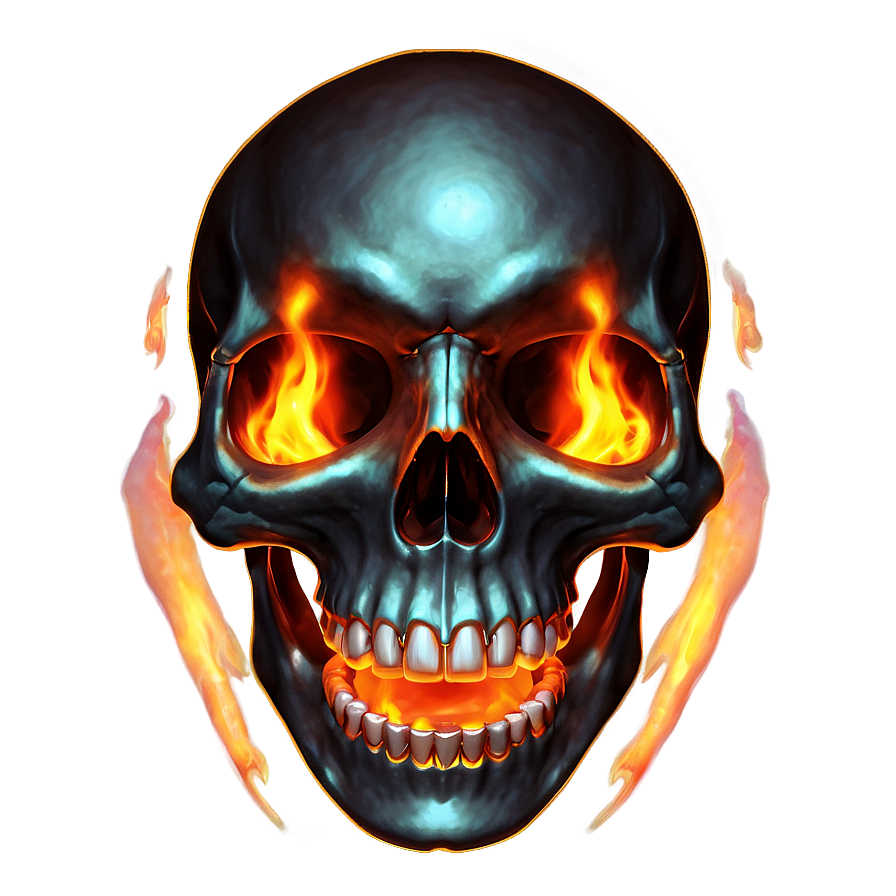 Glowing Fire Skull Png 06252024