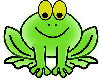 Glowing Green Cartoon Frog