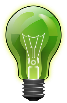 Glowing Green Lightbulb