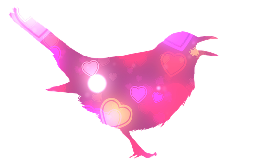 Glowing Heart Bird Silhouette