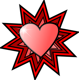 Glowing Heartwith Starburst Background