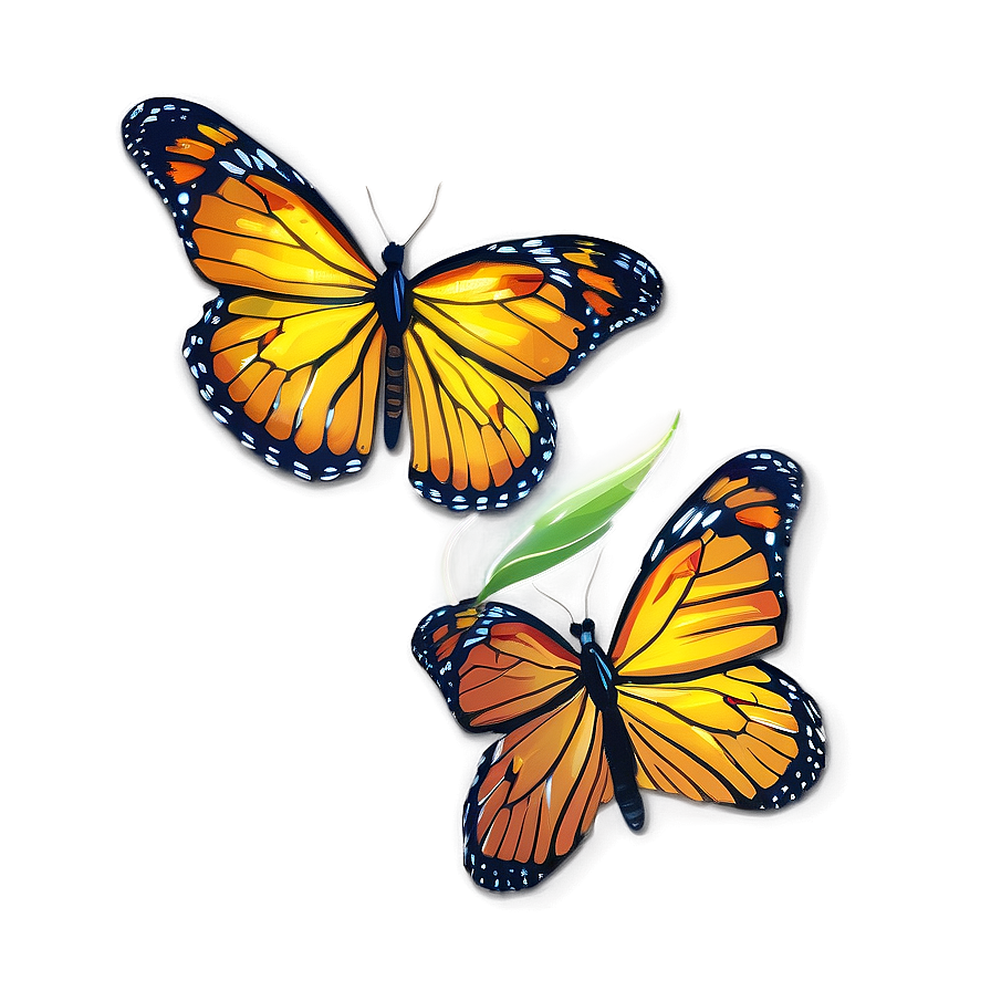 Glowing Monarch Butterflies Png Plg39