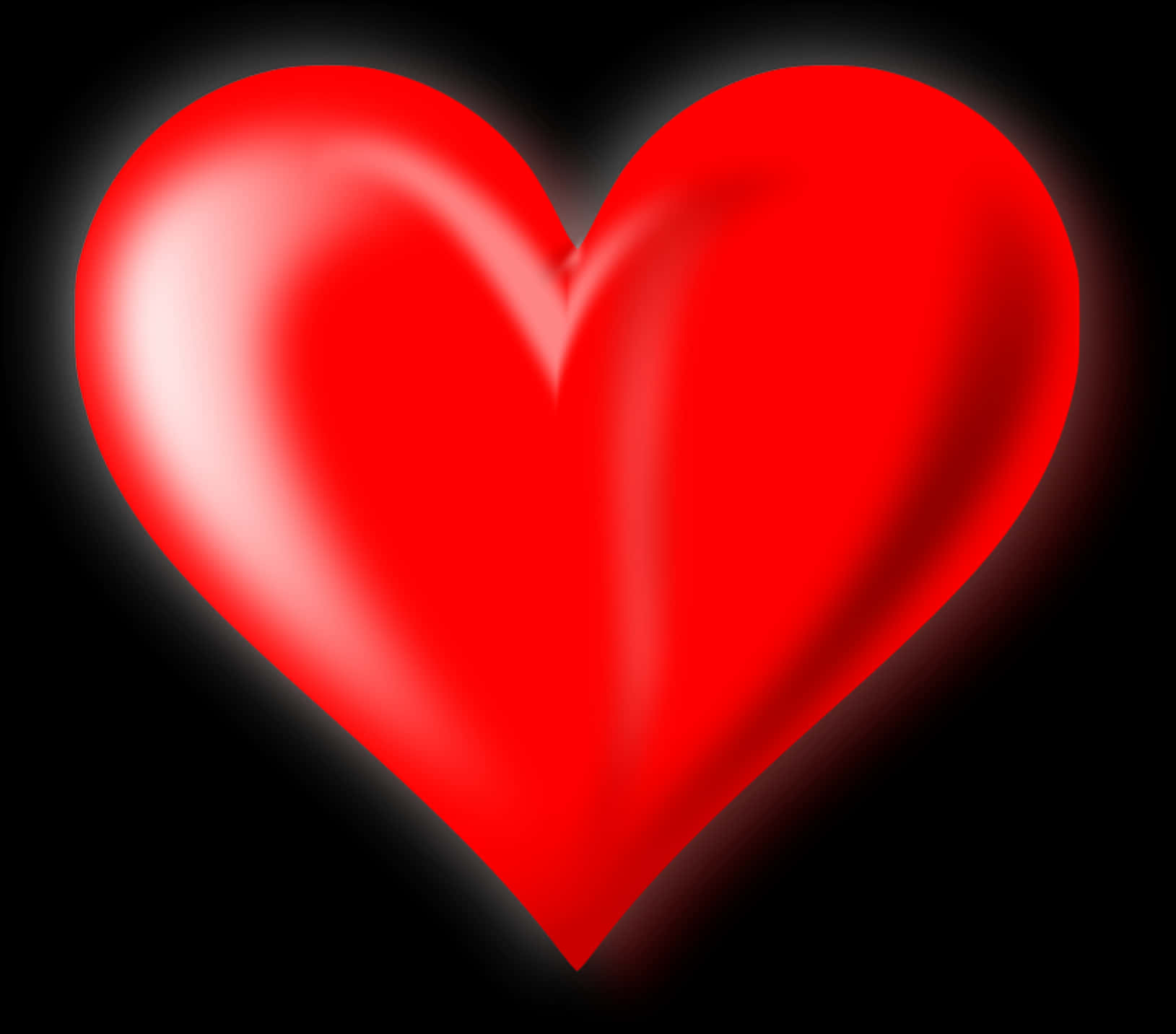 Glowing Red Heart Black Background