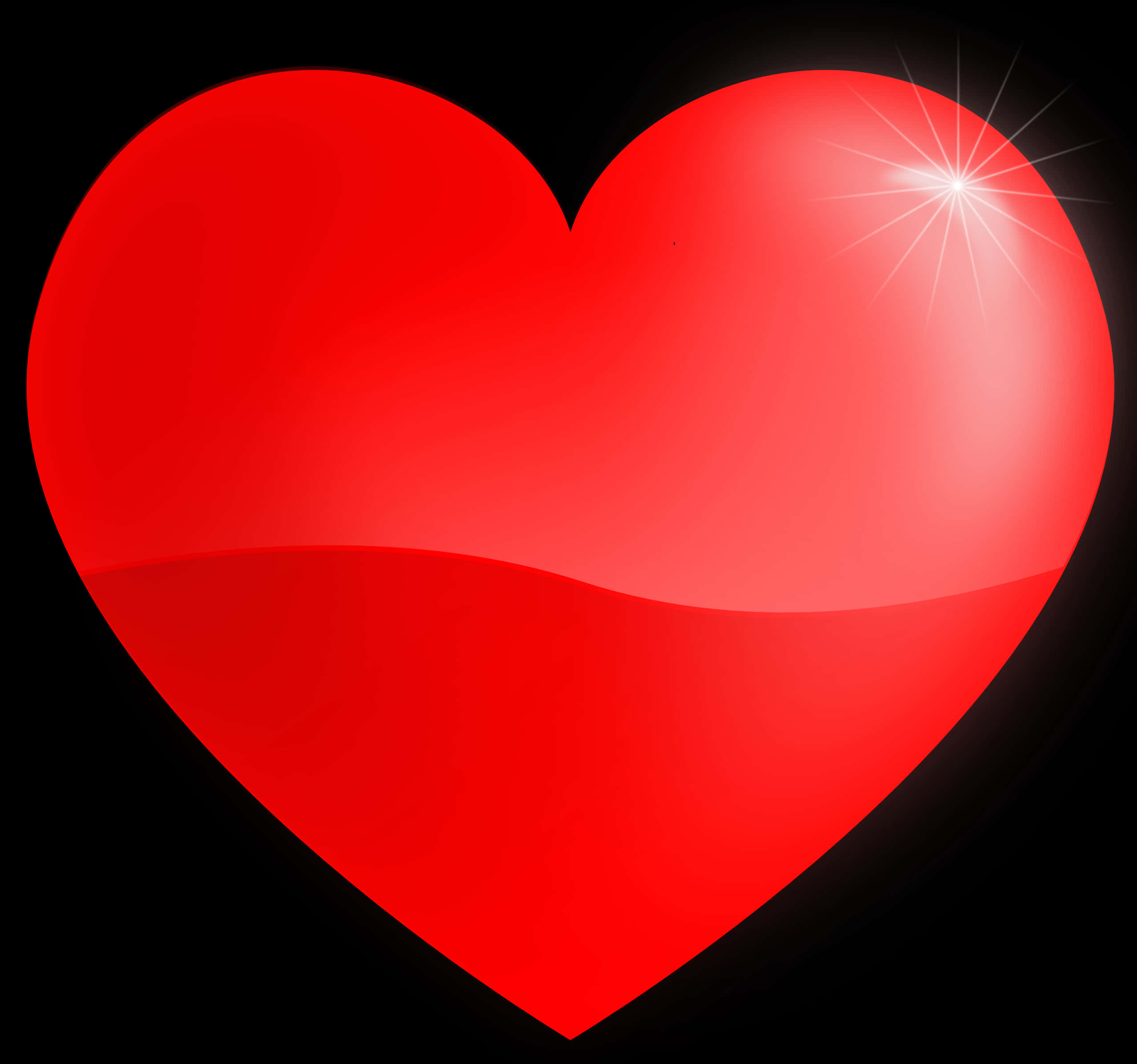 Glowing Red Heart Black Background