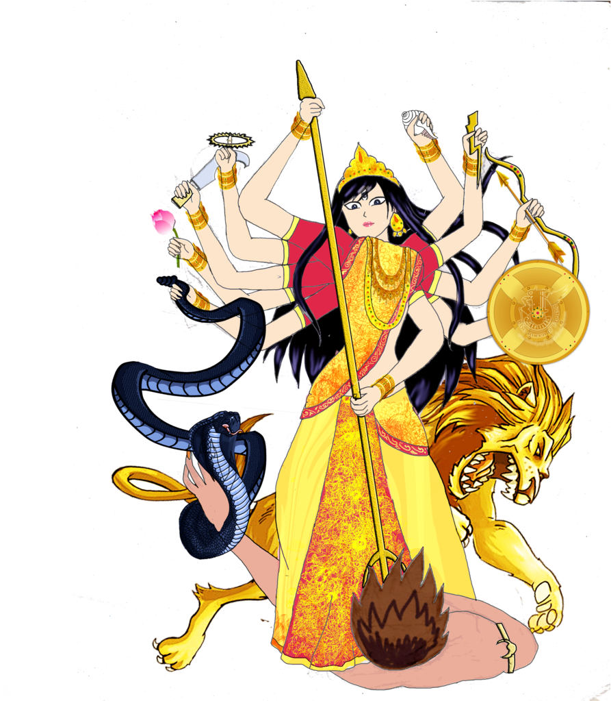 Goddess_ Durga_ Multiple_ Arms_ Lion