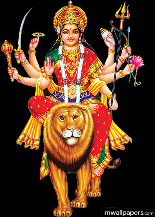 Goddess Durga Seatedon Lion