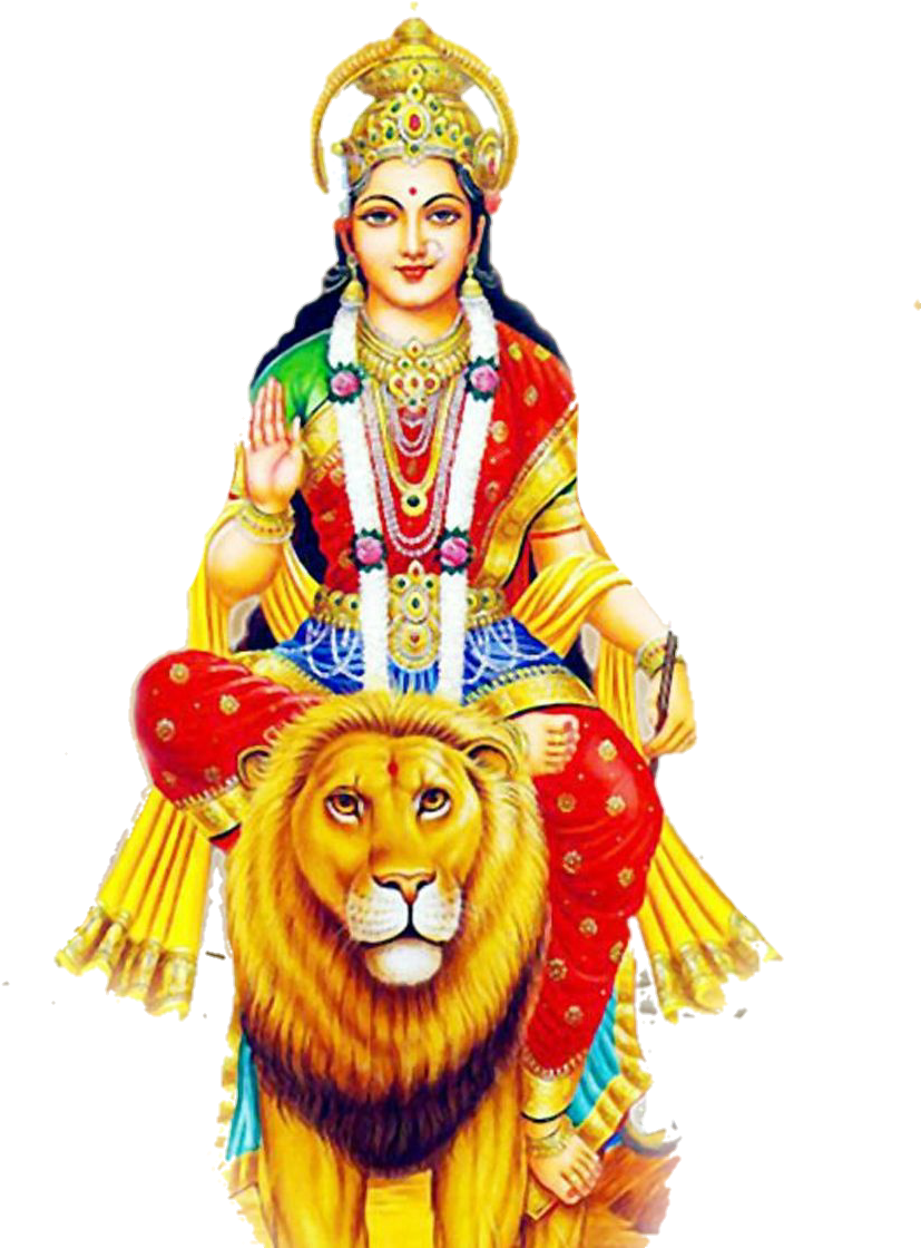 Goddess On Lion Illustration