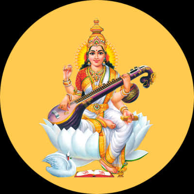 Goddess Saraswati Seatedon Lotus