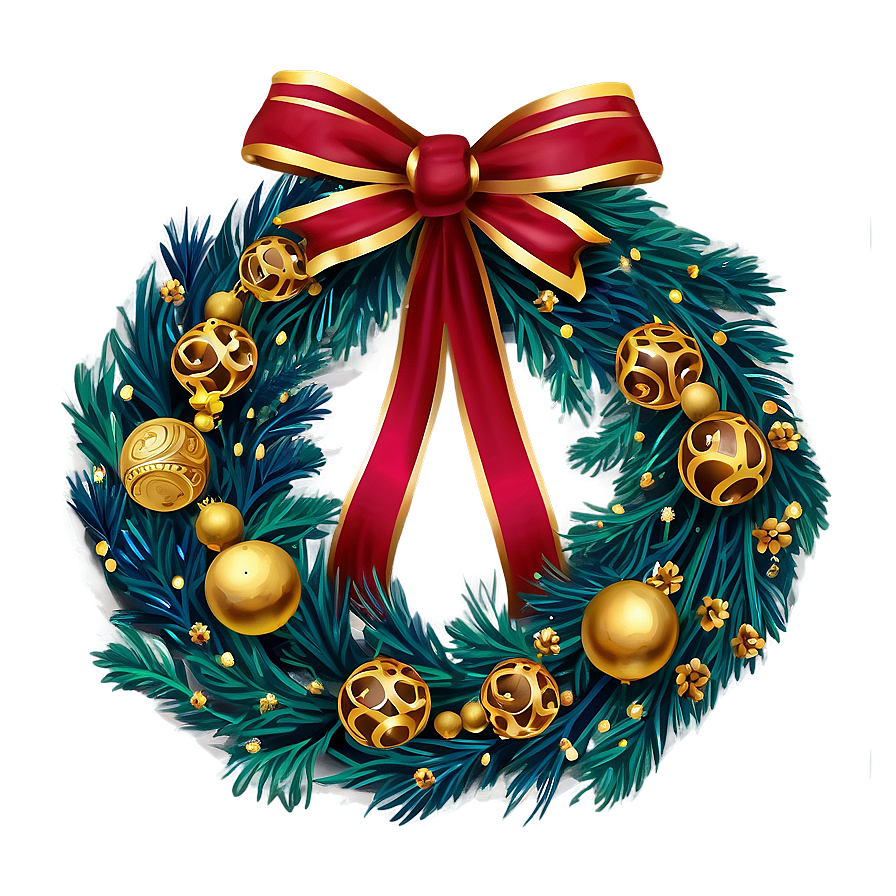 Gold Accents Christmas Wreath Png Wjc79