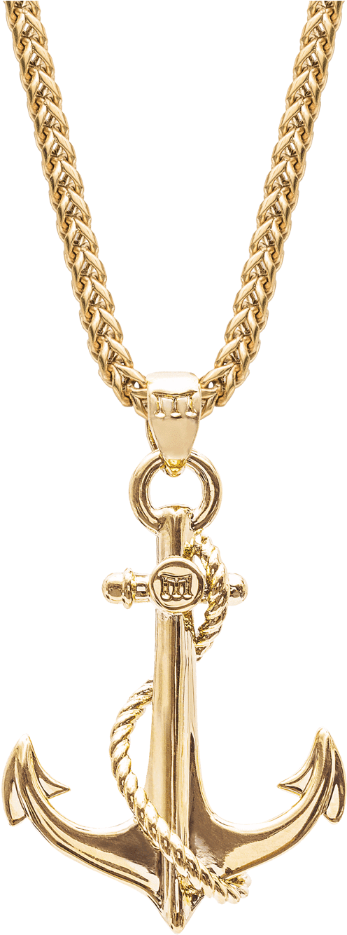 Gold Anchor Pendant Chain Necklace