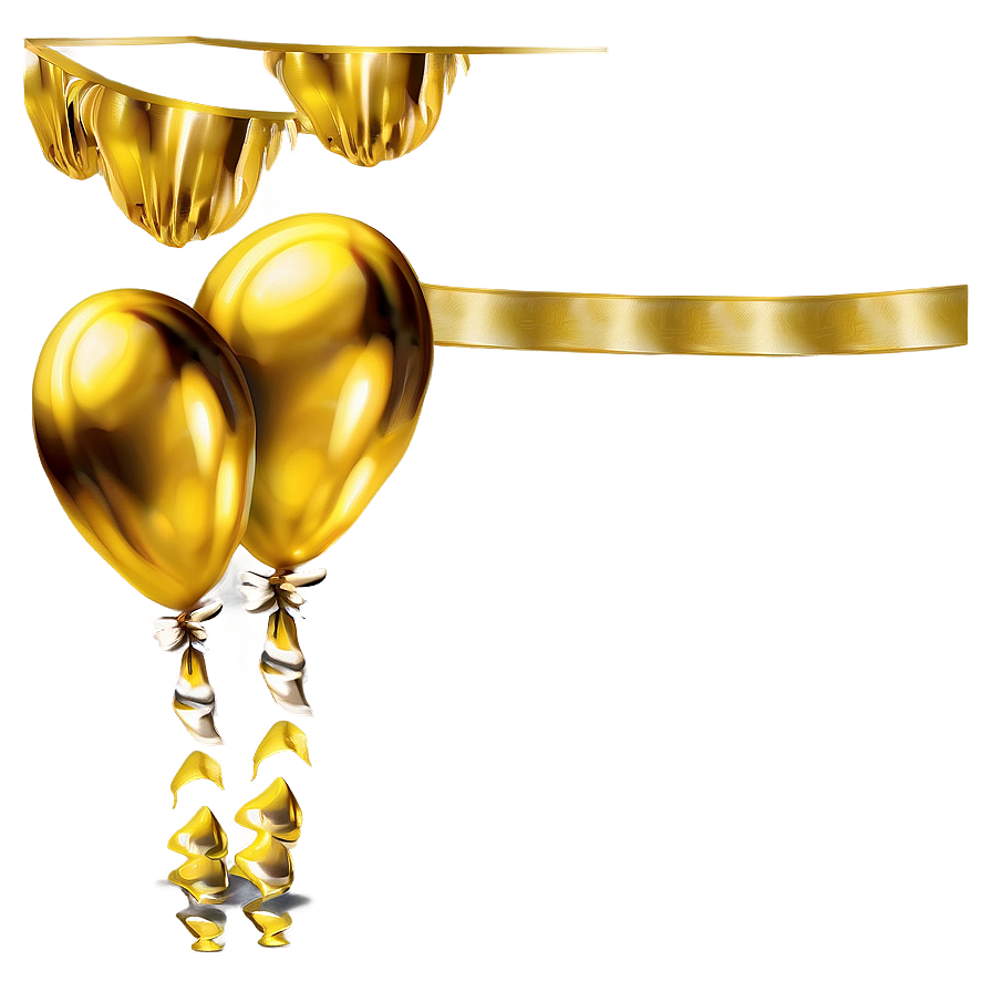 Gold Balloon Banner Png Piv81