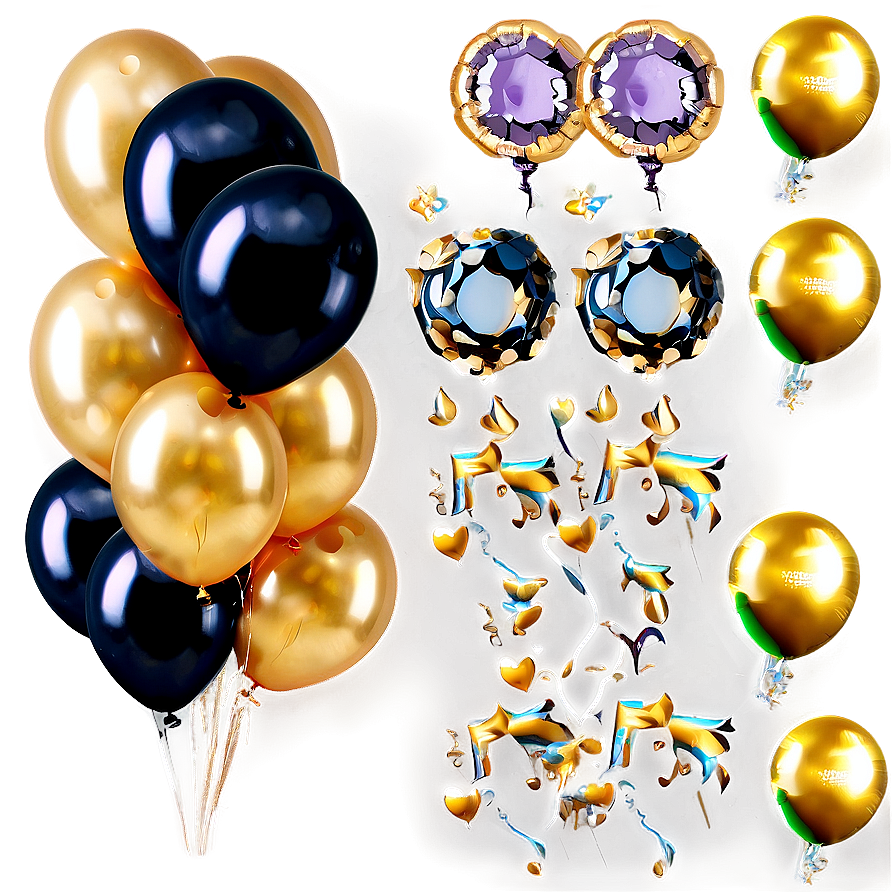 Gold Balloon Bundle Png 06212024