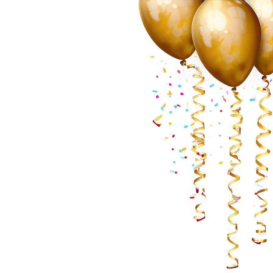 Gold Balloon With Confetti Png 06212024