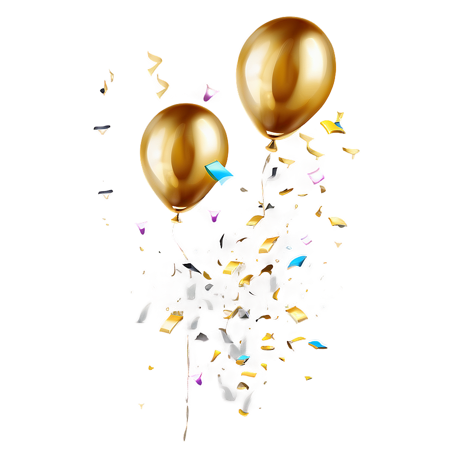 Gold Balloon With Confetti Png Acj