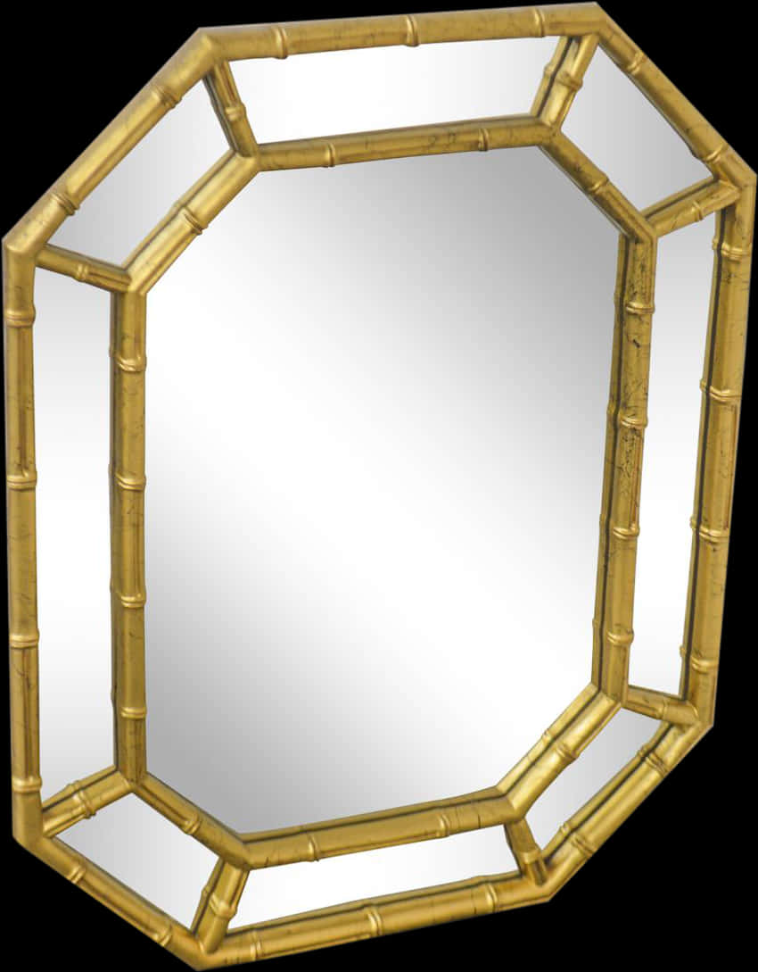 Gold Bamboo Style Octagonal Mirror Frame