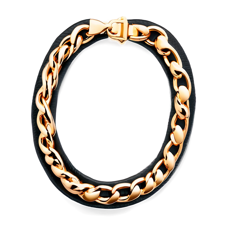 Gold Bracelet With Leather Accents Png 06282024