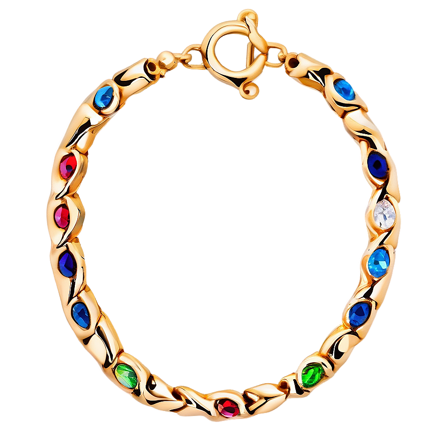 Gold Bracelet With Precious Stones Png 06282024