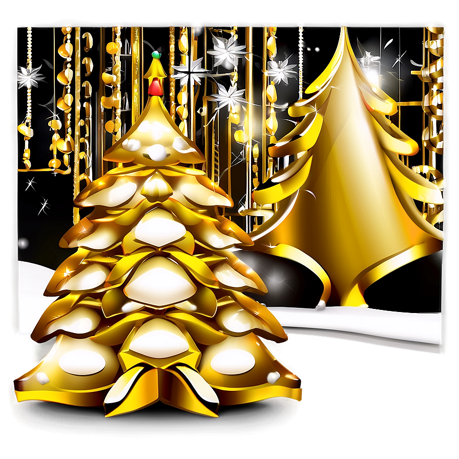 Gold Christmas Tree In Elegant Room Png 06282024