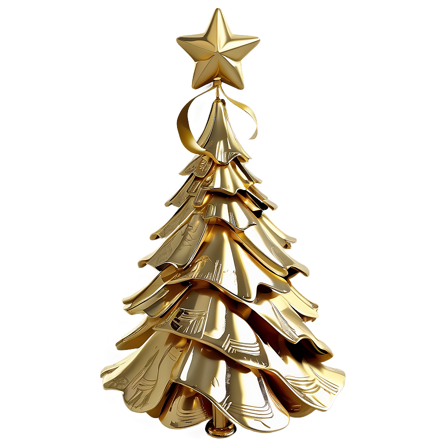 Gold Christmas Tree With Angel Topper Png Rbg94