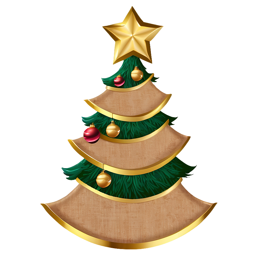 Gold Christmas Tree With Burlap Accents Png 06282024