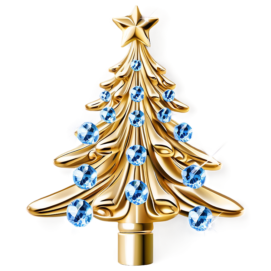 Gold Christmas Tree With Crystal Ornaments Png 06282024