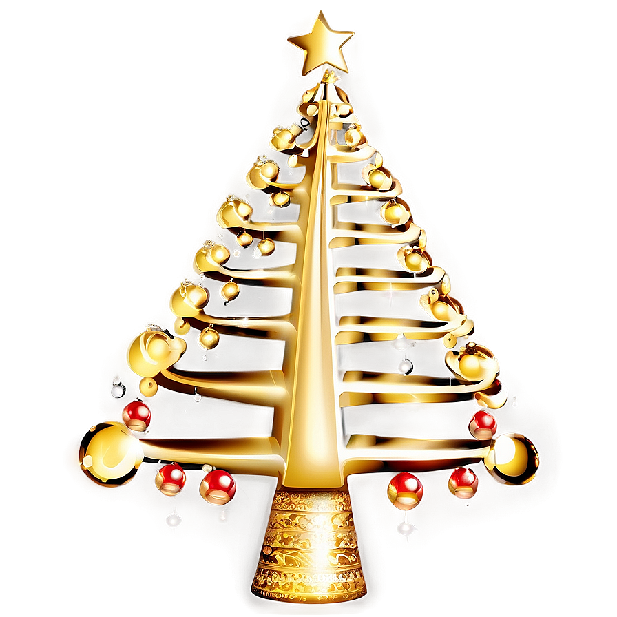 Gold Christmas Tree With Handcrafted Ornaments Png 23