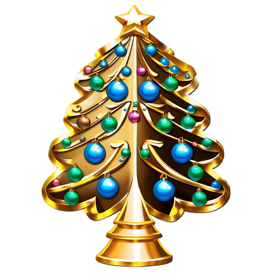 Gold Christmas Tree With Handcrafted Ornaments Png 53