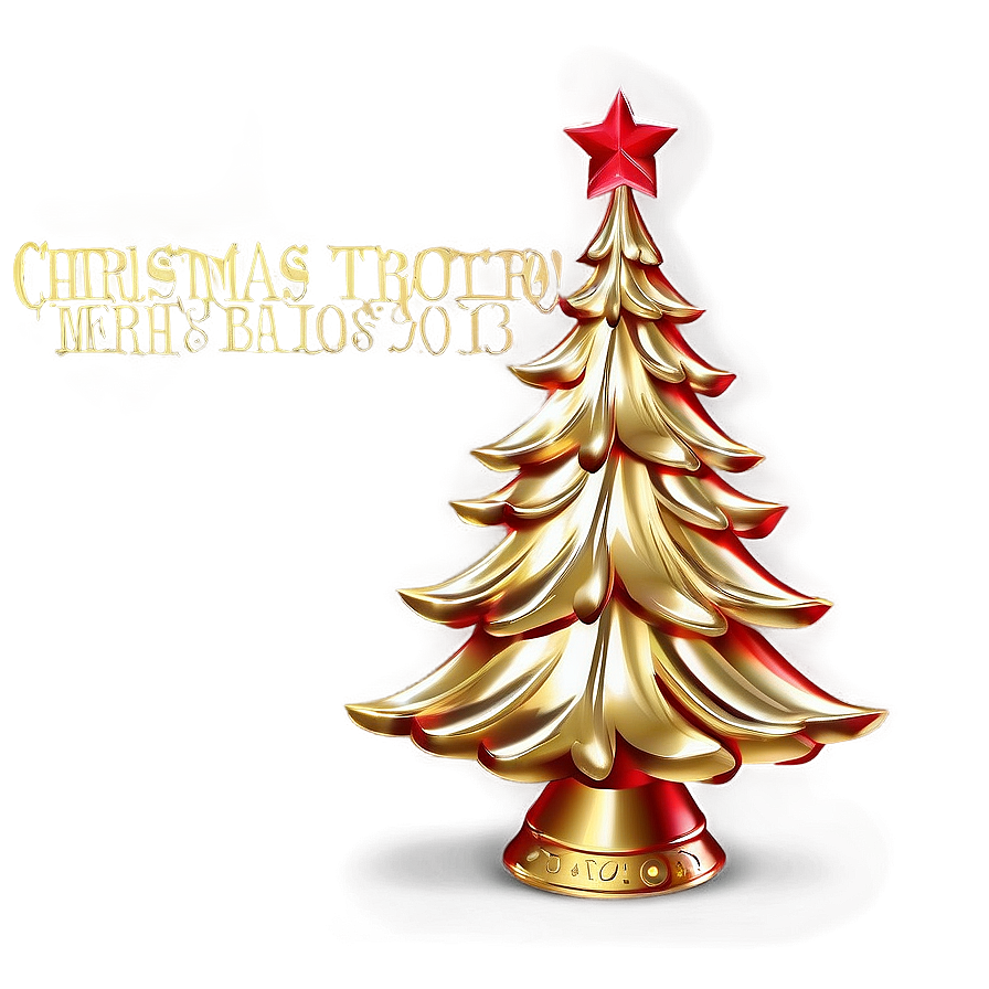 Gold Christmas Tree With Red Accents Png Tlu54