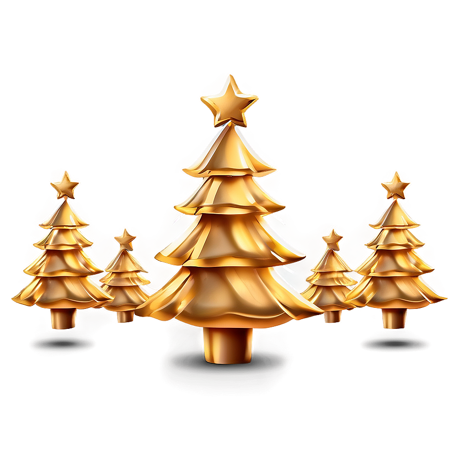 Gold Christmas Tree With Sunset Glow Png 32