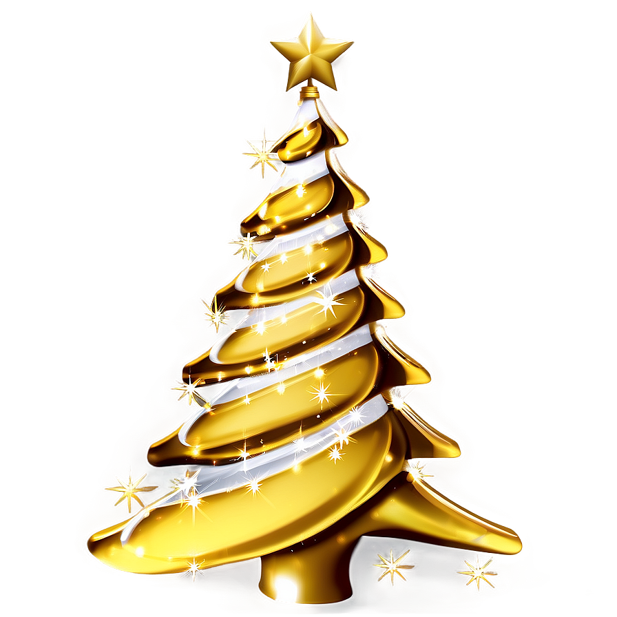 Gold Christmas Tree With Twinkling Lights Png Pbi