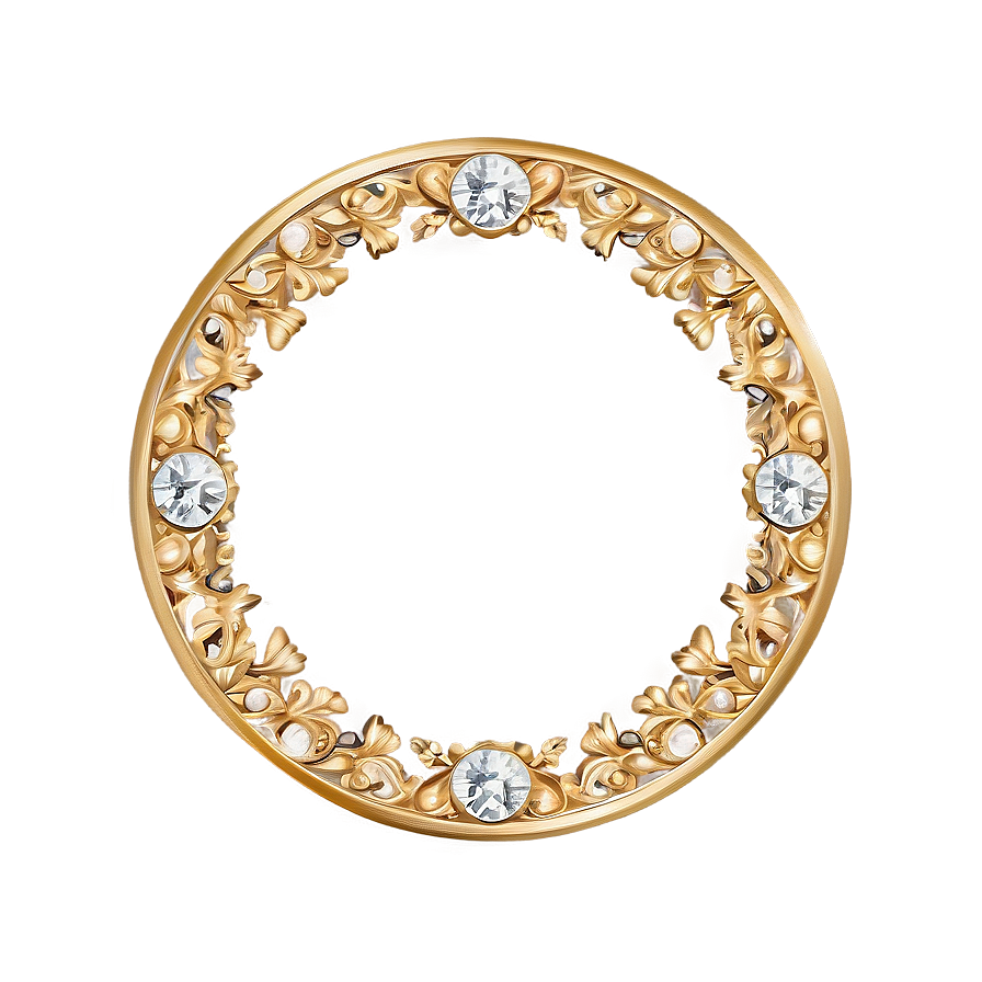 Gold Circle Frame With Diamonds Png 06262024