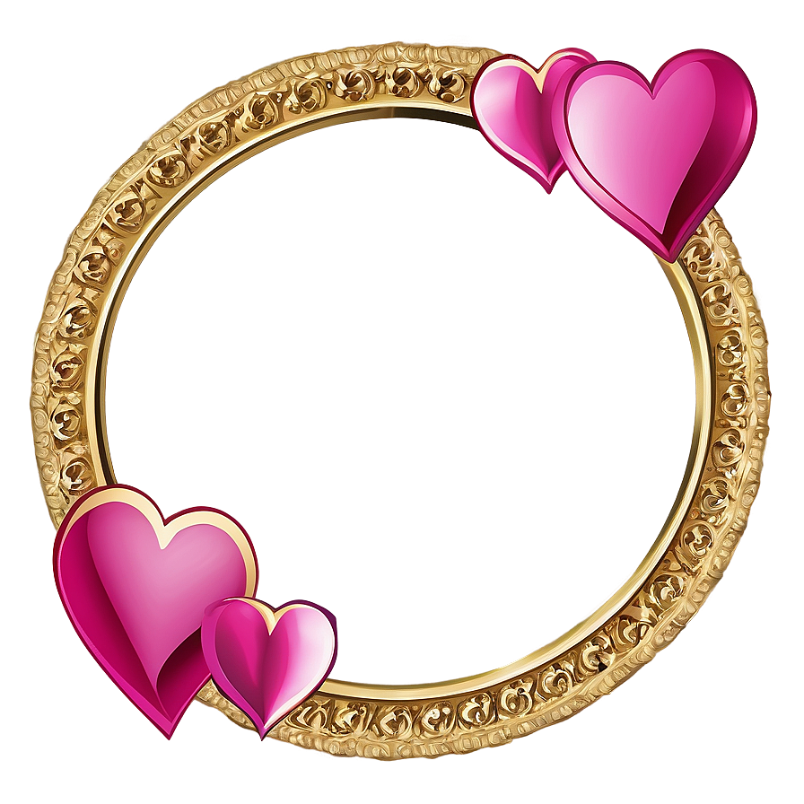 Gold Circle Frame With Hearts Png Ecu75